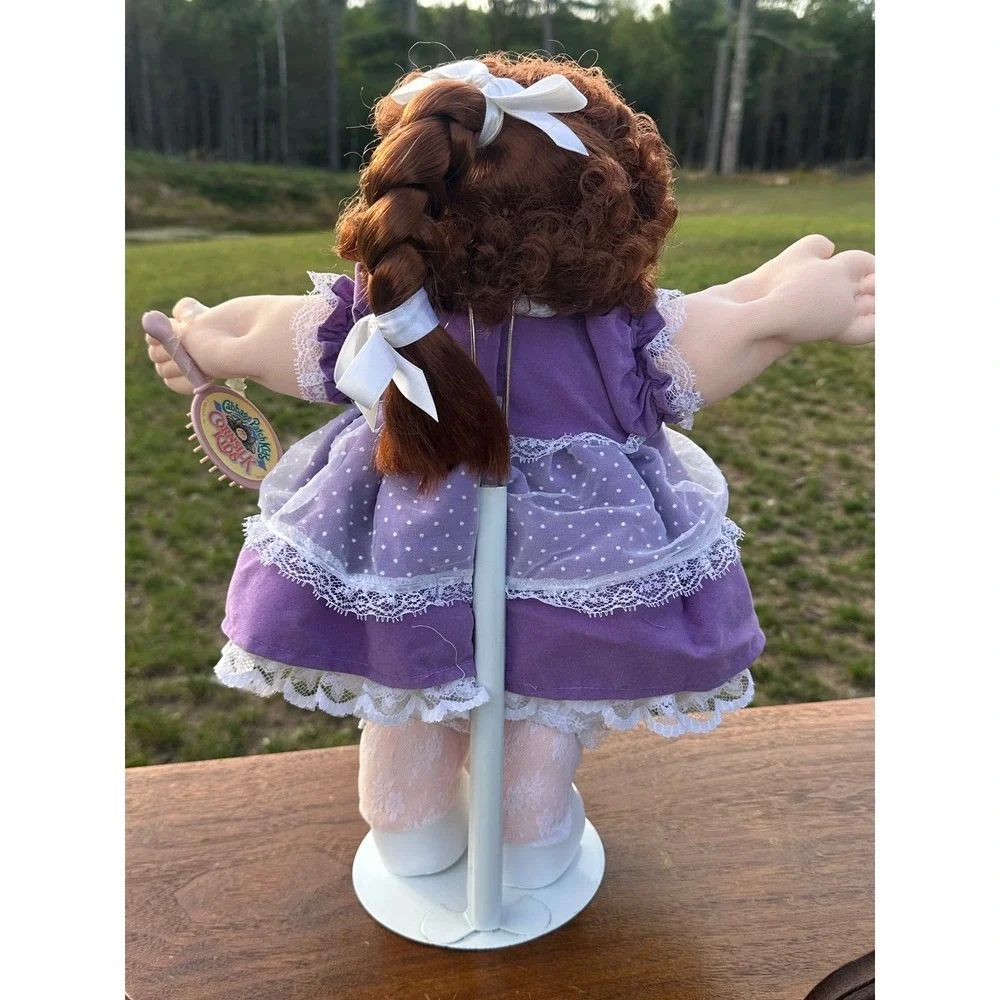 Vintage Cabbage Patch Kid Doll HM 18 Curly Brown Cornsilk Hair P Factory Purple